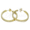 Oro Laminado Stud Earring, Gold Filled Style with White Cubic Zirconia, Polished, Golden Finish, 02.156.0541