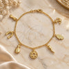 Oro Laminado Charm Anklet , Gold Filled Style Judaica and Hand of God Design, Polished, Golden Finish, 03.32.0538.10 (03 MM Thickness, 10 Inches Length)