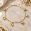 Oro Laminado Charm Anklet , Gold Filled Style Elephant and Figaro Design, Polished, Golden Finish, 03.32.0539.10 (03 MM Thickness, 10 Inches Length)
