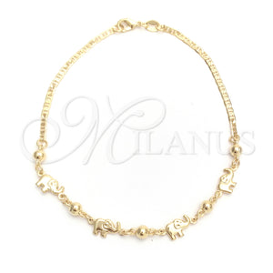 Gold Filled Anklet — Charm Anklet Elephant and Mariner Design Polished 03.32. — main product view — SKU 141752 | Oro Laminado tobillera — Charm Anklet Elephant and Mariner diseño pulido 03.32. — SKU 141752