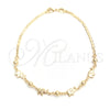 Oro Laminado Charm Anklet , Gold Filled Style Elephant and Mariner Design, Polished, Golden Finish, 03.32.0544.10 (03 MM Thickness, 10 Inches Length)