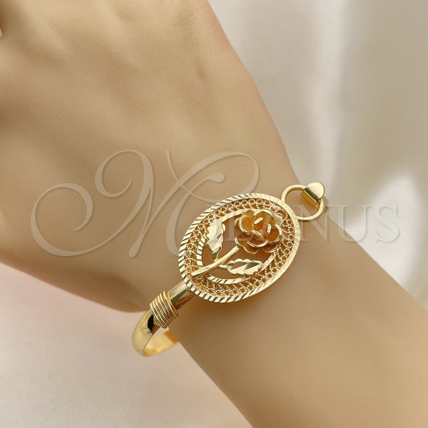 Gold Filled Jewelry — Individual Bangle Flower Design Diamond Cutting 07. 05 — alternate product view — SKU 141769 | Oro Laminado joyería — Individual Bangle flor diseño Diamond Cutting 07. 05 — SKU 141769