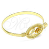 Oro Laminado Individual Bangle, Gold Filled Style Flower Design, Diamond Cutting Finish, Golden Finish, 07.185.0002.1.04 (05 MM Thickness, Size 4 (2.25 Diameter))