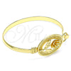 Oro Laminado Individual Bangle, Gold Filled Style Flower Design, Diamond Cutting Finish, Golden Finish, 07.185.0002.1.04 (05 MM Thickness, Size 4 (2.25 Diameter))