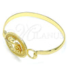 Oro Laminado Individual Bangle, Gold Filled Style Flower Design, Diamond Cutting Finish, Golden Finish, 07.185.0002.1.04 (05 MM Thickness, Size 4 (2.25 Diameter))
