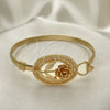Oro Laminado Individual Bangle, Gold Filled Style Flower Design, Diamond Cutting Finish, Golden Finish, 07.185.0002.1.04 (05 MM Thickness, Size 4 (2.25 Diameter))