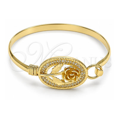 Oro Laminado Individual Bangle, Gold Filled Style Flower Design, Diamond Cutting Finish, Golden Finish, 07.185.0002.1.04 (05 MM Thickness, Size 4 (2.25 Diameter))