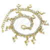 Oro Laminado Charm Anklet , Gold Filled Style Dolphin and Paperclip Design, with White Crystal, Polished, Golden Finish, 03.372.0007.10 (03 MM Thickness, 10 Inches Length)