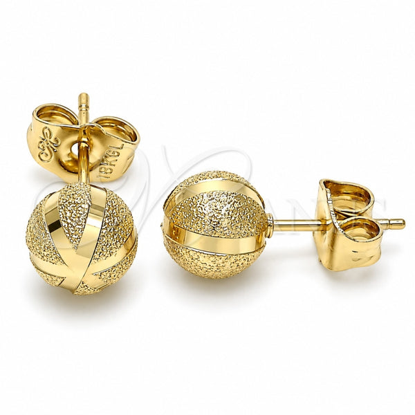 Oro Laminado Stud Earring, Gold Filled Style Matte Finish, Golden Finish, 02.100.0106