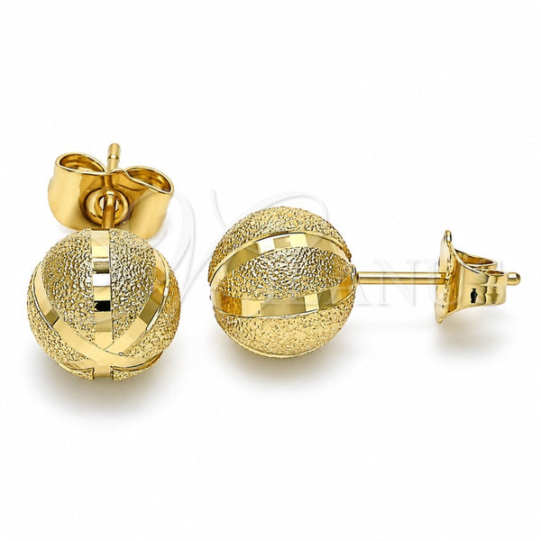 Oro Laminado Stud Earring, Gold Filled Style Matte Finish, Golden Finish, 02.100.0107