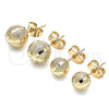 Oro Laminado Stud Earring, Gold Filled Style Matte Finish, Golden Finish, 02.100.0107
