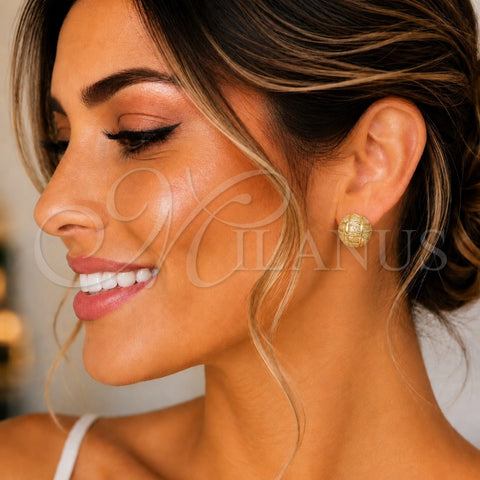 Oro Laminado Stud Earring, Gold Filled Style Matte Finish, Golden Finish, 02.100.0108