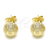 Oro Laminado Stud Earring, Gold Filled Style Matte Finish, Golden Finish, 02.100.0108