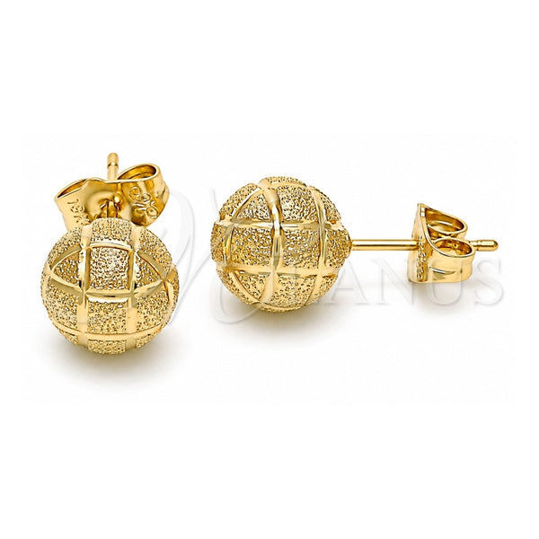 Oro Laminado Stud Earring, Gold Filled Style Matte Finish, Golden Finish, 02.100.0108