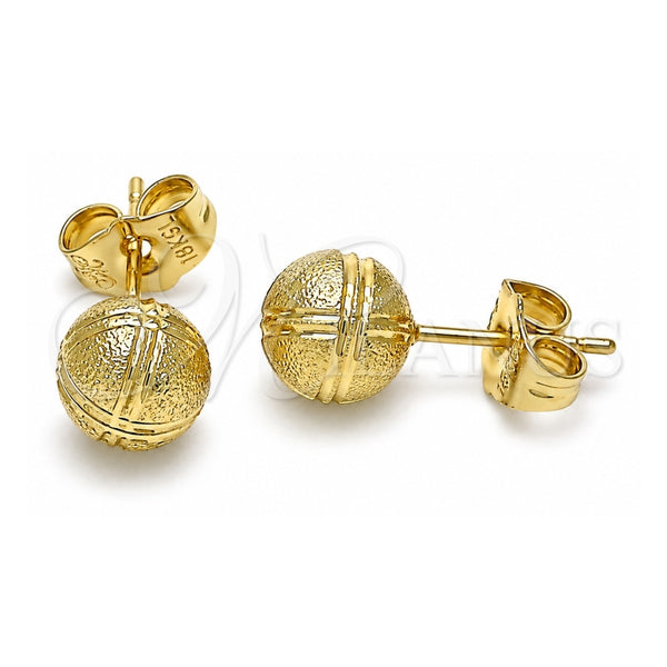 Oro Laminado Stud Earring, Gold Filled Style Matte Finish, Golden Finish, 02.100.0109