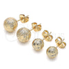 Oro Laminado Stud Earring, Gold Filled Style Matte Finish, Golden Finish, 02.100.0109