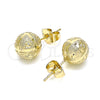 Oro Laminado Stud Earring, Gold Filled Style Matte Finish, Golden Finish, 02.100.0111
