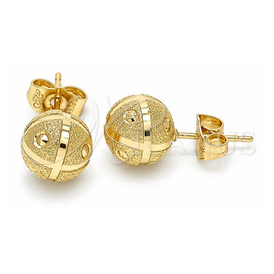 Oro Laminado Stud Earring, Gold Filled Style Matte Finish, Golden Finish, 02.100.0111