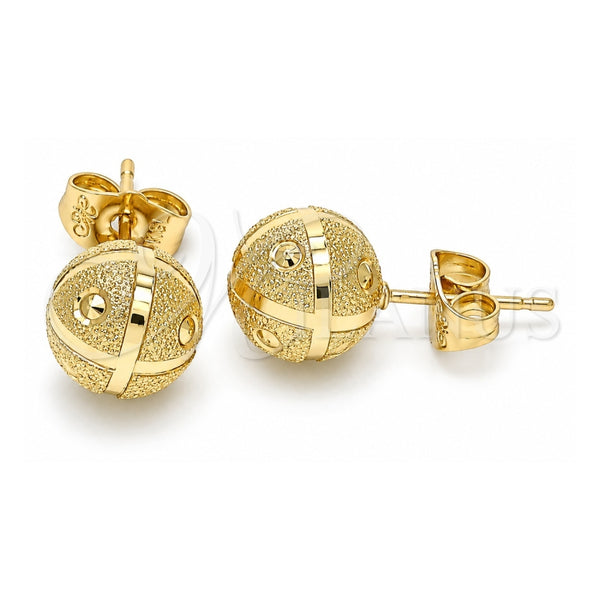 Oro Laminado Stud Earring, Gold Filled Style Matte Finish, Golden Finish, 02.100.0111