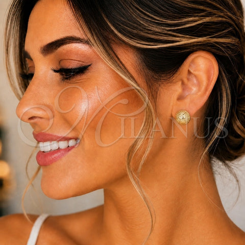 Oro Laminado Stud Earring, Gold Filled Style Matte Finish, Golden Finish, 02.100.0112