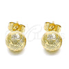 Oro Laminado Stud Earring, Gold Filled Style Diamond Cutting Finish, Golden Finish, 02.100.0113