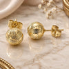 Oro Laminado Stud Earring, Gold Filled Style Diamond Cutting Finish, Golden Finish, 02.100.0113