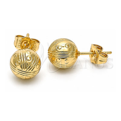 Oro Laminado Stud Earring, Gold Filled Style Diamond Cutting Finish, Golden Finish, 02.100.0113