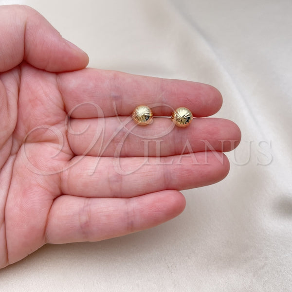 Gold Filled Ring — Stud Earring Hollow Design Diamond Cutting 02. — alternate product view — SKU 141786 | Oro Laminado anillo — Stud Earring Hollow diseño Diamond Cutting 02. — SKU 141786