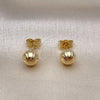 Oro Laminado Stud Earring, Gold Filled Style Hollow Design, Diamond Cutting Finish, Golden Finish, 02.100.0058.1
