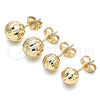 Gold Filled Ring — Stud Earring Hollow Design Diamond Cutting 02. — alternate product view — SKU 141786 | Oro Laminado anillo — Stud Earring Hollow diseño Diamond Cutting 02. — SKU 141786