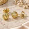 Oro Laminado Stud Earring, Gold Filled Style Matte Finish, Golden Finish, 02.100.0114