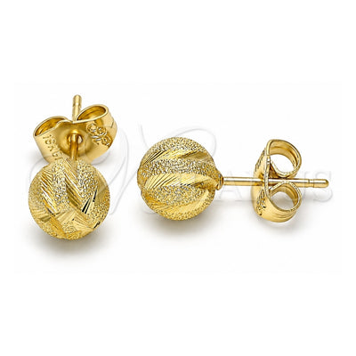 Oro Laminado Stud Earring, Gold Filled Style Matte Finish, Golden Finish, 02.100.0114