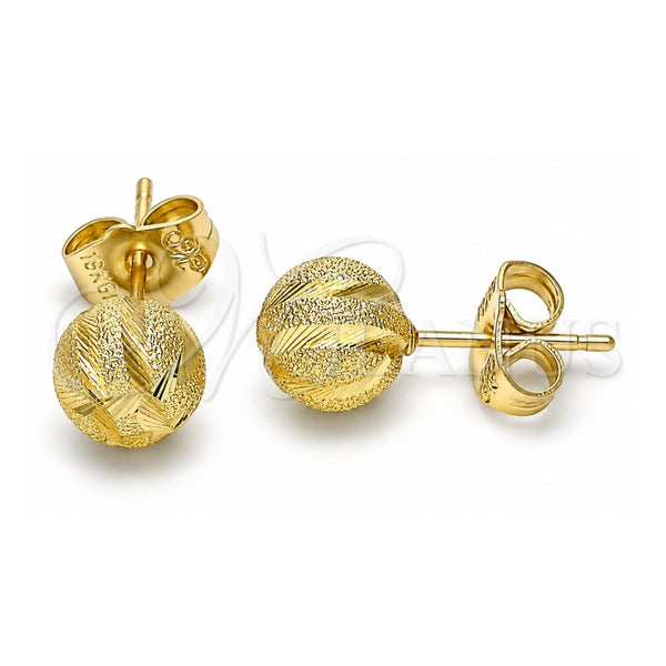 Oro Laminado Stud Earring, Gold Filled Style Matte Finish, Golden Finish, 02.100.0114
