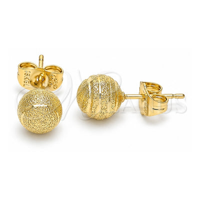 Oro Laminado Stud Earring, Gold Filled Style Matte Finish, Golden Finish, 02.100.0115