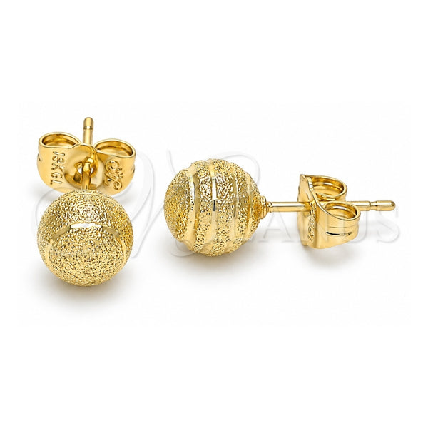 Oro Laminado Stud Earring, Gold Filled Style Matte Finish, Golden Finish, 02.100.0115