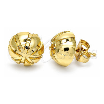 Oro Laminado Stud Earring, Gold Filled Style Polished, Golden Finish, 02.100.0116.1