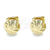 Oro Laminado Stud Earring, Gold Filled Style Diamond Cutting Finish, Golden Finish, 02.100.0117