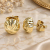 Oro Laminado Stud Earring, Gold Filled Style Diamond Cutting Finish, Golden Finish, 02.100.0117