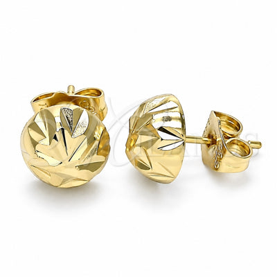 Oro Laminado Stud Earring, Gold Filled Style Diamond Cutting Finish, Golden Finish, 02.100.0117