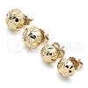 Oro Laminado Stud Earring, Gold Filled Style Diamond Cutting Finish, Golden Finish, 02.100.0117