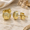 Oro Laminado Stud Earring, Gold Filled Style Diamond Cutting Finish, Golden Finish, 02.100.0119