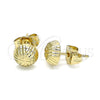 Oro Laminado Stud Earring, Gold Filled Style Diamond Cutting Finish, Golden Finish, 02.100.0119
