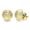 Oro Laminado Stud Earring, Gold Filled Style Diamond Cutting Finish, Golden Finish, 02.100.0119.1