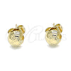 Oro Laminado Stud Earring, Gold Filled Style Diamond Cutting Finish, Golden Finish, 02.100.0120