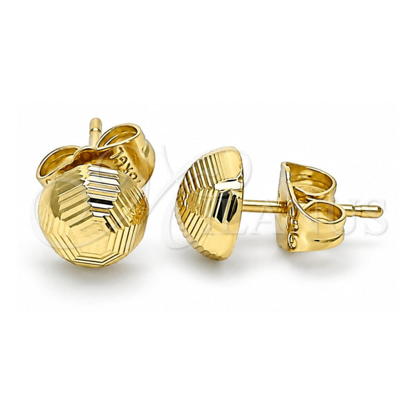 Oro Laminado Stud Earring, Gold Filled Style Diamond Cutting Finish, Golden Finish, 02.100.0120