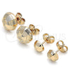 Oro Laminado Stud Earring, Gold Filled Style Diamond Cutting Finish, Golden Finish, 02.100.0120