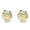 Oro Laminado Stud Earring, Gold Filled Style Diamond Cutting Finish, Golden Finish, 02.100.0120.1