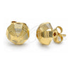 Oro Laminado Stud Earring, Gold Filled Style Diamond Cutting Finish, Golden Finish, 02.100.0120.1