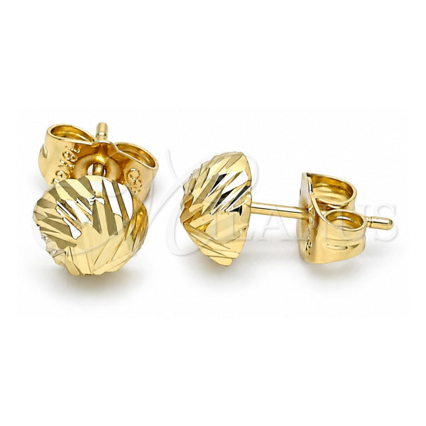 Oro Laminado Stud Earring, Gold Filled Style Diamond Cutting Finish, Golden Finish, 02.100.0055.2