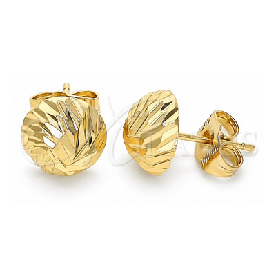 Oro Laminado Stud Earring, Gold Filled Style Diamond Cutting Finish, Golden Finish, 02.100.0055.1
